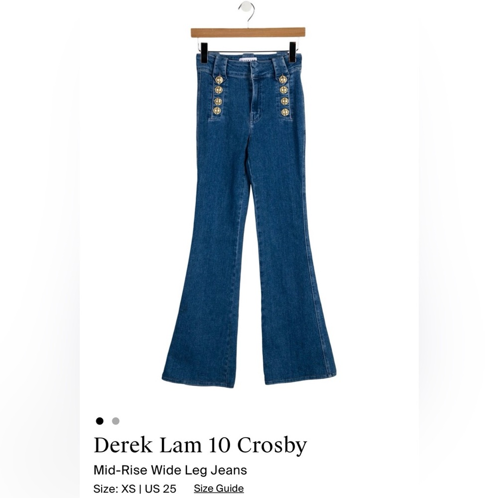 Derek Lam Dark Blue Flare Jeans with Gold Buttons size 25
